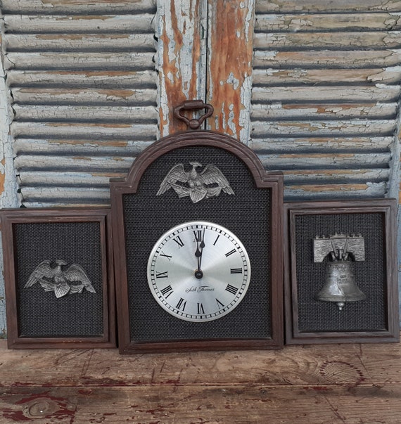 Vintage Seth Thomas Early American Clock With Eagle Plaques - Etsy