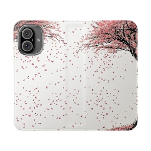 Cherry Blossom Flip Case - Elegant Phone Wallet Cover, Spring Accessory, Gift for Her, Floral Pattern, Trendy Phone Case
