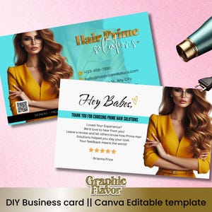 Visitekaartje haar, bedankkaart, visitekaartje schoonheidssalon wimpernagels, bedankkaartje, visitekaartje Hair Business, bewerkbaar visitekaartje