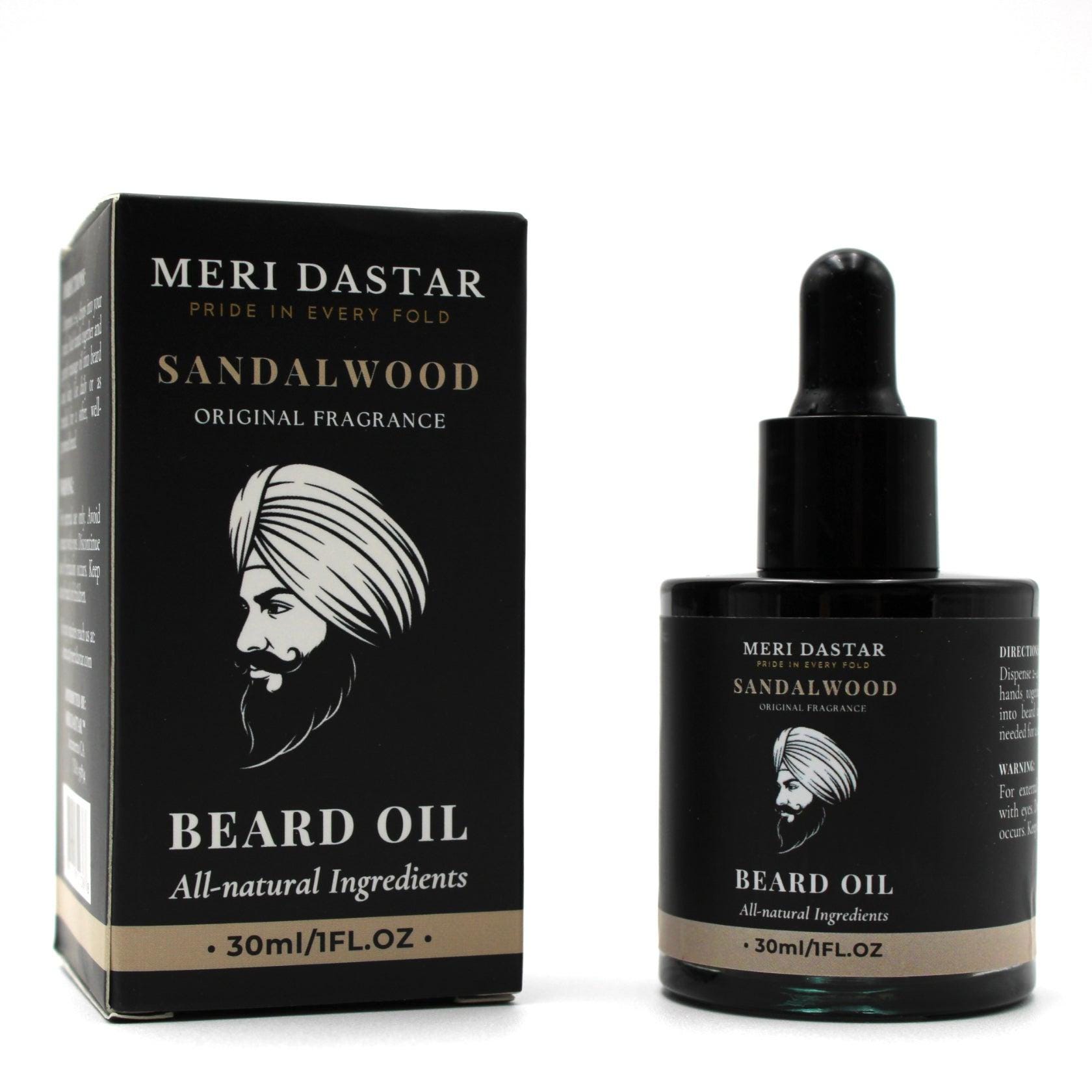 Meri Dastar Natural Beard Oil Argan, Jojoba, Castor Blend Sandalwood scented Soften, Nourish