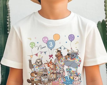 Personalized Zootopia 2 Birthday Shirt, Custom Name Age Judy Hopps Nick Wilde Tee, Zootropolis Family Trip Shirt,   Birthday Outfit