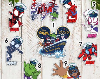 Personalized Spidey Cruise Magnet, Superhero Family Cruise Door Decor, Marvel Day At Sea Stateroom Magnet, Vacation Stateroom Cruise Sign