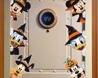Halloween Cruise Door Magnet, Cruise Cabin Door Decor, Mouse Friends Peeker Magnet, Ship Stateroom Decor, Halloween On The High Seas Magnet