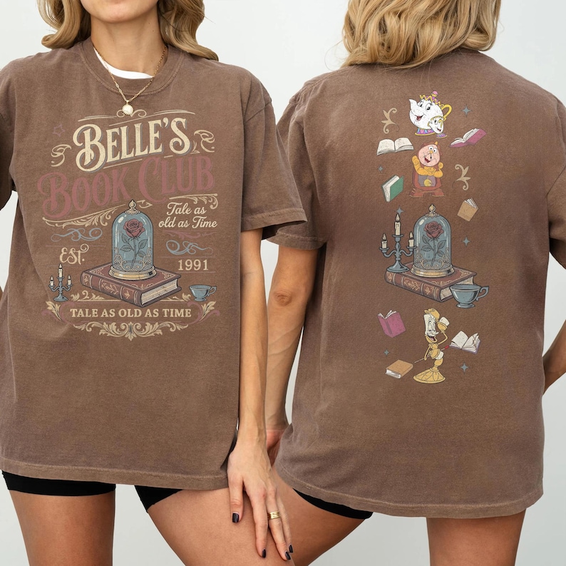 Belle Book Club Shirt, Comfort Colors Bookish Tee, Vintage Style Reading Shirt For Women, Tale As Old As Time, Book Lover Gift image 5