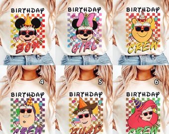 Retro Birthday Friends Shirt, Cute Mickey And Friends Birthday Tee, Family Vacation Shirt, Mickey Minnie Daisy Donald Birthday Group Tee