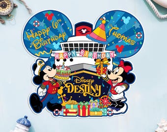 Happy Birthday Mickey & Minnie Ship Magnet,   Cruise Door Magnet, Happy Birthday Magnet,   Cruise Ship Birthday Magnet