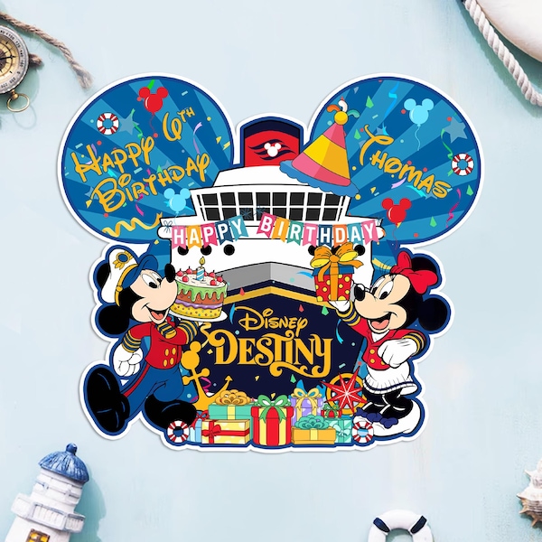 Happy Birthday Mickey & Minnie Ship Magnet, Disney Cruise Door Magnet, Happy Birthday Magnet, Disney Cruise Ship Birthday Magnet