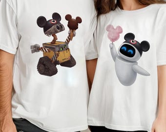 Comfort Colors Wall E And Eve Couple Shirts, Pixar Robot Matching Tee, Magic Kingdom Trip Shirt, Cute Anniversary Gift Tee