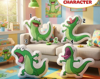 Custom   Hoppers Tom Lizard Pillow, Personalized Green Lizard Cartoon Throw Cushion,   Character Plush Decor,   Gift Idea