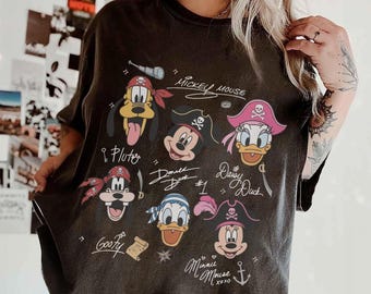 Vintage Disney Pirate Crew Shirt, Mickey & Friends Pirate Comfort Colors Tee, Disney Cruise Pirate Night Shirt, Disney Disney Pirates of Tee