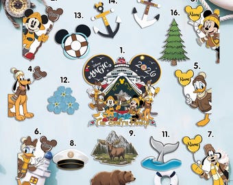 Imán personalizado para la puerta de un crucero por Alaska, imán para vacaciones familiares en barco, decoración de crucero por Alaska con Mickey y sus amigos, imán personalizado para la puerta del camarote, viaje a Alaska.