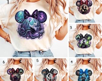 All Villains Minnie Ears Shirt, Maleficent Inspired Tee, Evil Queen Ursula Hades Cruella Shirt, Halloween Cruise Trip Tee, Villain Outfit