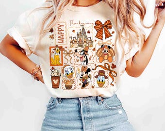 Disney Mickey Thanksgiving Party 2025 Baby Tee Crop Top, Disney Mickey And Friends Baby Tee, Thanksgiving Baby Tee, Disneyland Fall Shirt