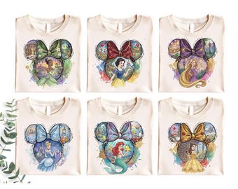 Watercolor Princess Ears Shirt, Fairytale Girls Trip Tee, Magical Castle Vacation Shirt, Princess Theme Party Crewneck Cute Princess Outfit