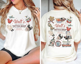 Retro Walt's Ink & Paint Tattoo Shop Comfort Colors Shirt, Disney Flash Tattoo Tee, Disneyworld Trip Shirt, Retro Magic Kingdom Tattoo Shirt