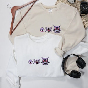 Gengar PKM Embroidered Sweatshirt, Gengar PKM EMB Matching Birthday Shirts, Gengar Japan Anime T-shirt