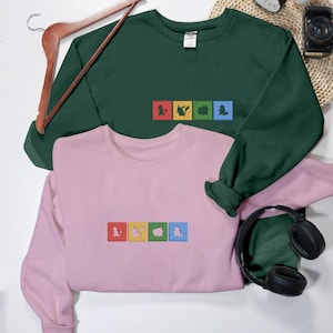 Bulbasaur Pikachu Squirtle Friends Embroidered Sweatshirt Anime PKM Sweater Lover Couple Gifts