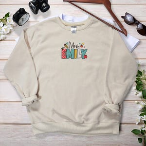 Custom Name Teacher Embroidered Sweatshirt Teacher Gifts Personalized Teacher Appreciation Gifts Back to School Shirt Gift for Teacher