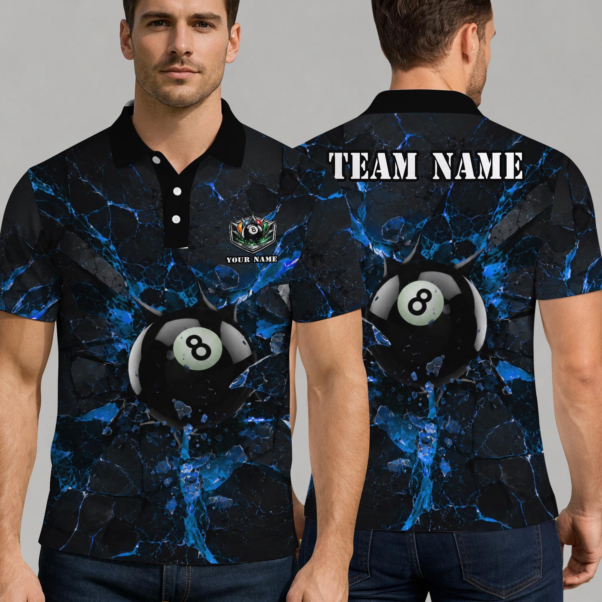 Dark Green 8 Ball Billiards Polo Shirt, Personalized Pool Player Gift ...