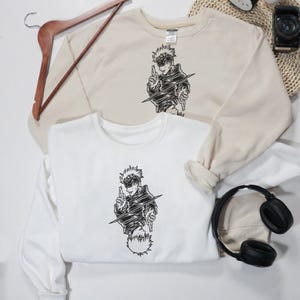 Gojo Satoru Embroidered Sweatshirt, Gojo Anime EMB Matching Birthday Shirts, Gojo Japan Anime T-shirt