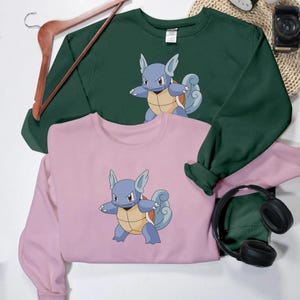 Wartortle Embroidered Sweatshirt, Wartortle PKM EMB Matching Birthday Shirts, PKM Japan Anime T-shirt