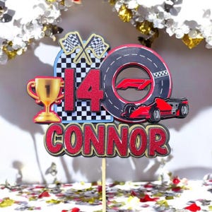 Race Car Cake Topper - Personalized Cake Topper - Custom Cake Topper - Birthday Cake Topper - Birthday Party Decorations