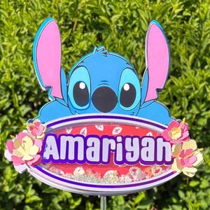 Stitch Inspired Cake Topper - Personalized Cake Topper - Custom Cake Topper - Birthday Cake Topper - Birthday Party Decorations