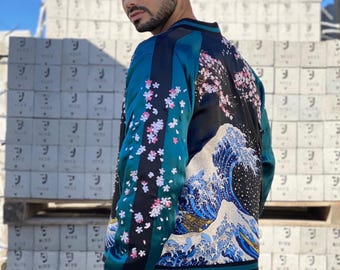 GORG Japanese Souvenir Jacket Katsushika Hokusai Ukiyoe Sakura
