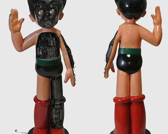 Life-Size Astro Boy Statue 1970s Advertising Store Display Vintage Tezuka Tetsuwan Atom Figure LED Lights | Japanese Anime Collectible 110V