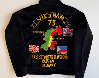 Vietnam War Philippines Hongkong Souvenir Jacket | 1973 USS