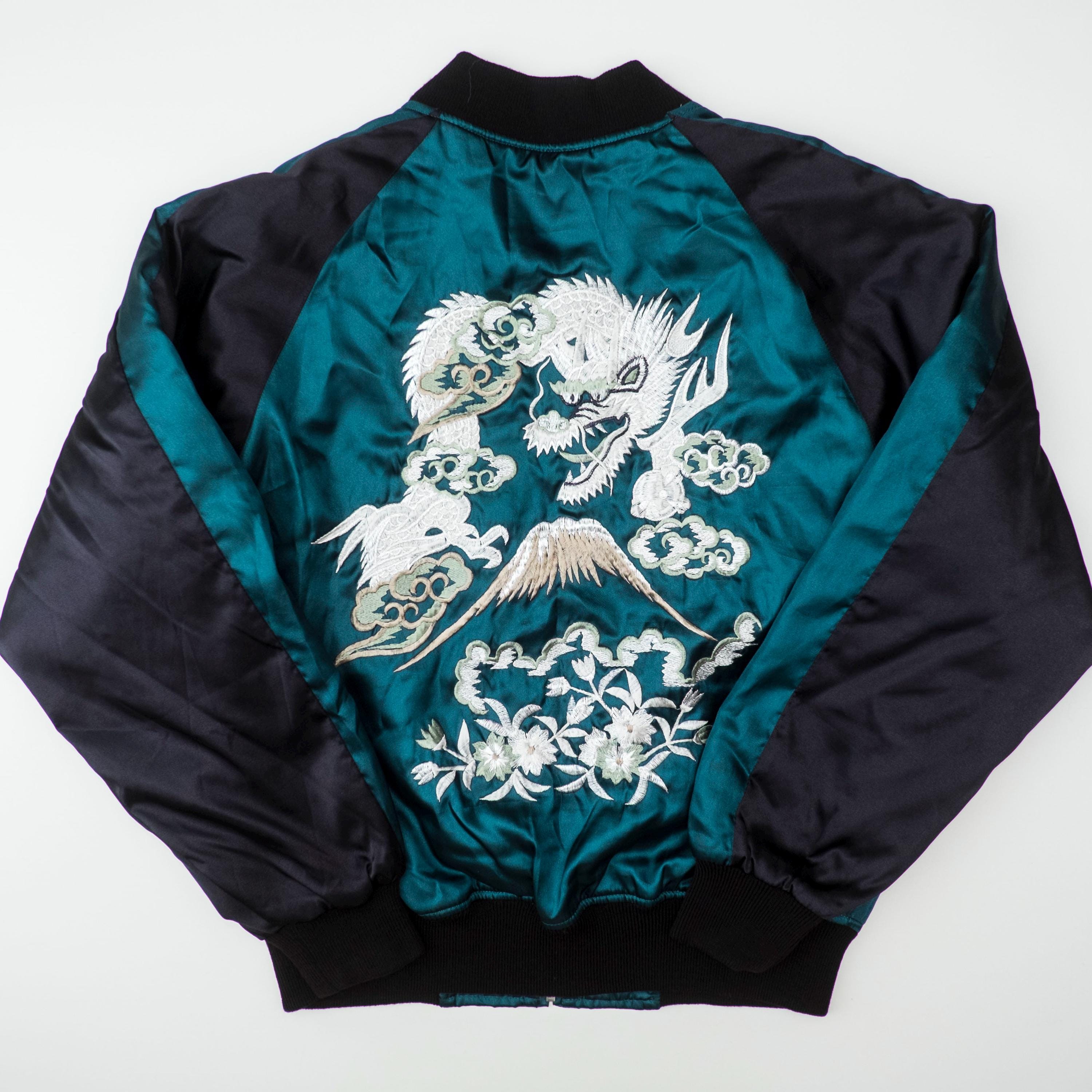 【人気】HOSHIHIME つなぎ双龍 SOUVENIR JACKET 楽天市場】Hoshihime スカジャン ツナギ双竜 刺繍 サテン ジップ