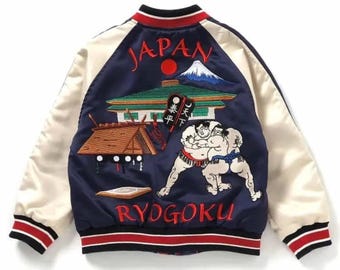 Satori Sukajan Souvenir Jacket | Rising Koi Fish & Hokusai Waves