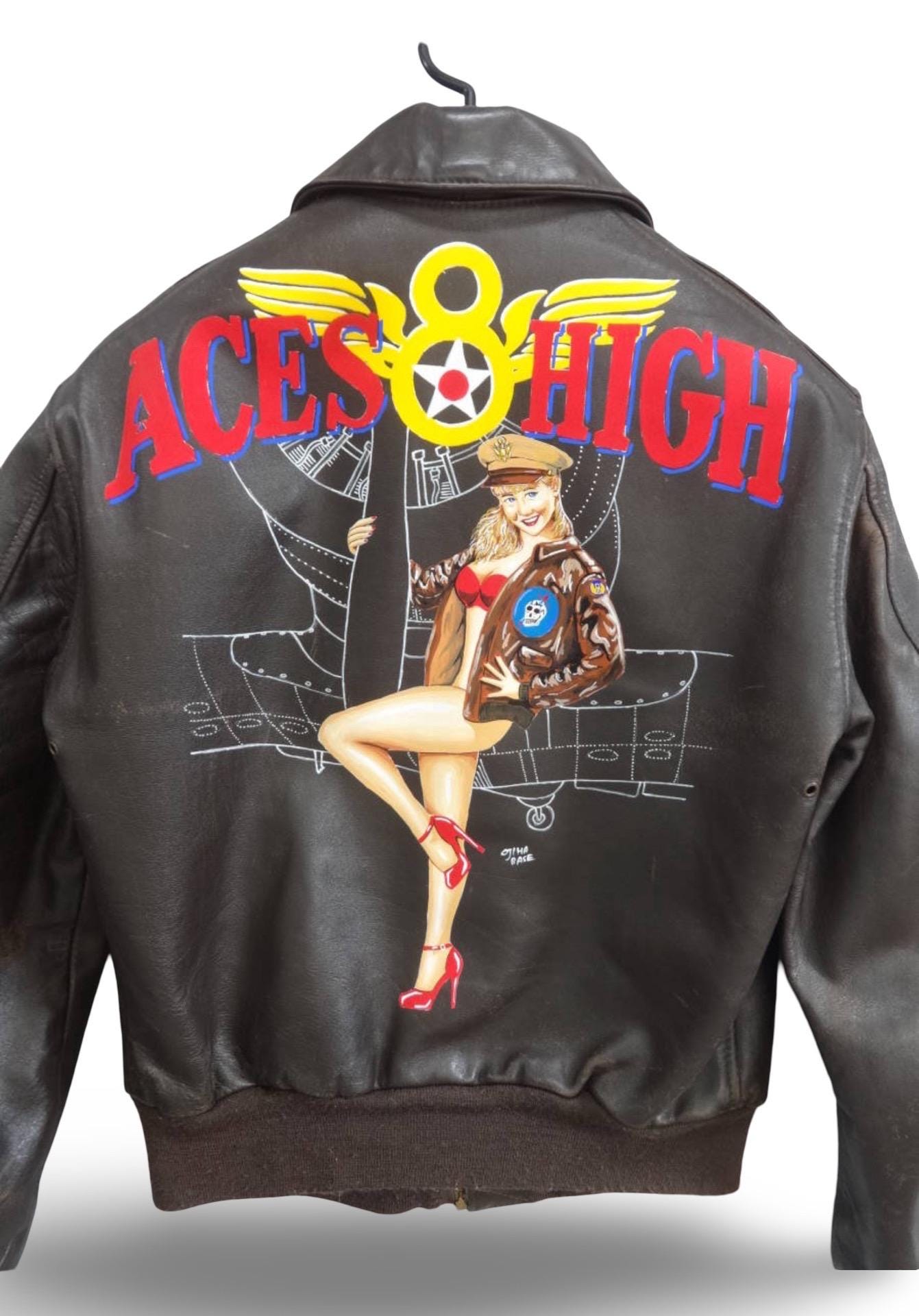 Vintage A2 Painted Leather Bomber Jacket