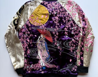 Vintage 80's Sukajan Dragon Tiger Okinawa Souvenir Jacket