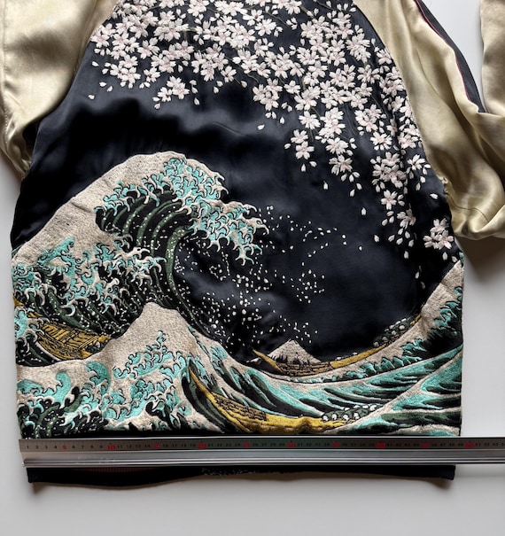 Super Rare Katsushika Hokusai Great Wave & Sakura Sukajan Jacket