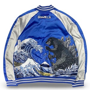 Godzilla and King Ghidorah Reversible Sukajan Jacket | Japan Trend Shop