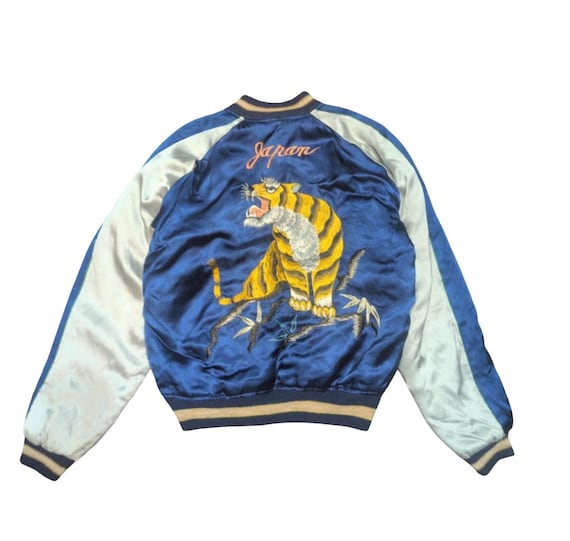 1950s SUPER VINTAGE Japanese Japan Tora Tiger Blue X Burgundy