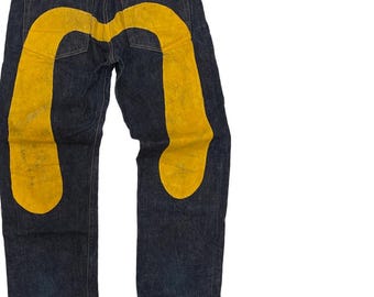 Japanese THE GOAT Vintage Evisu Yamane Jeans 33x35 | Yellow