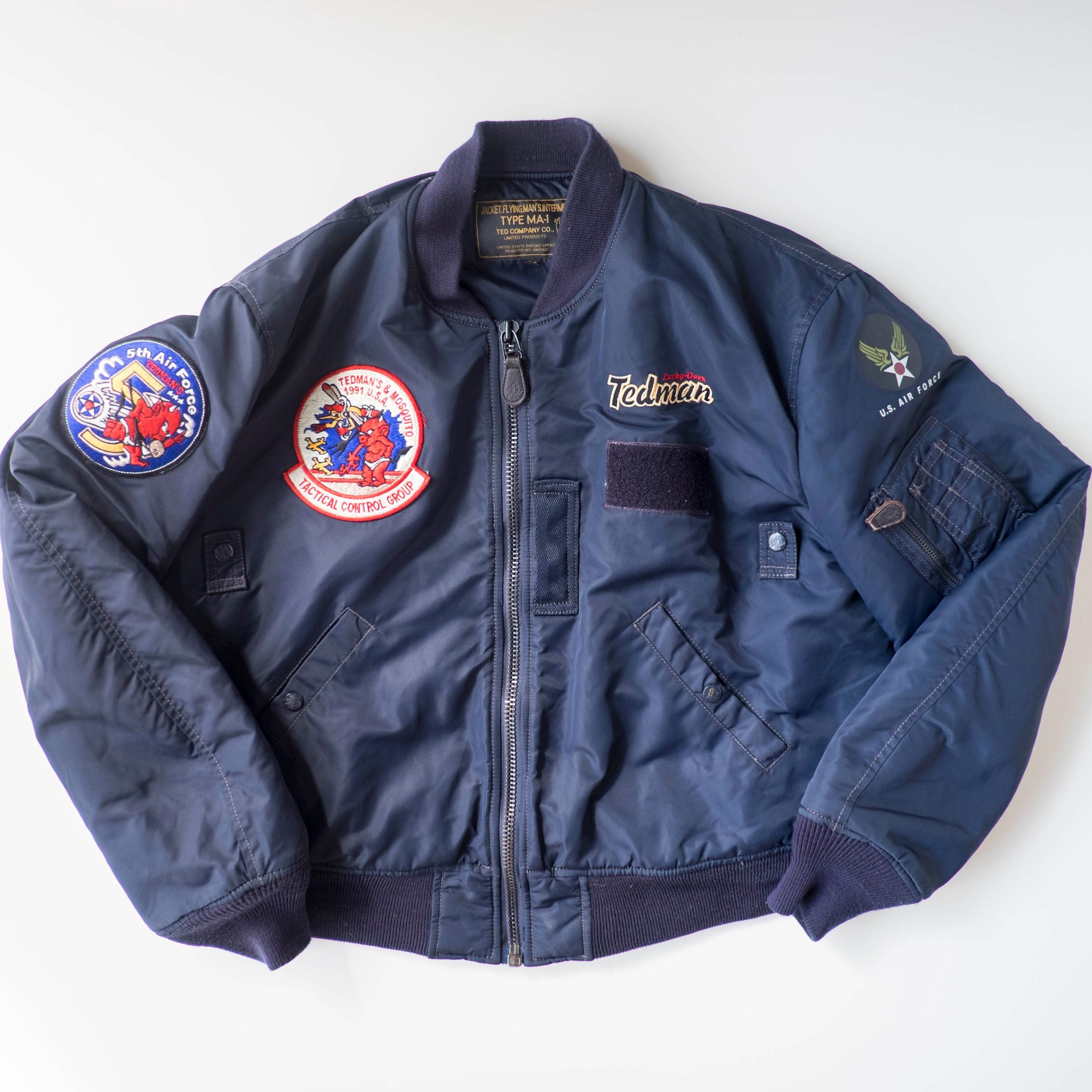 Tedman Ted Company Military Navy Blue MA-1 Bomber Jacket Lucky
