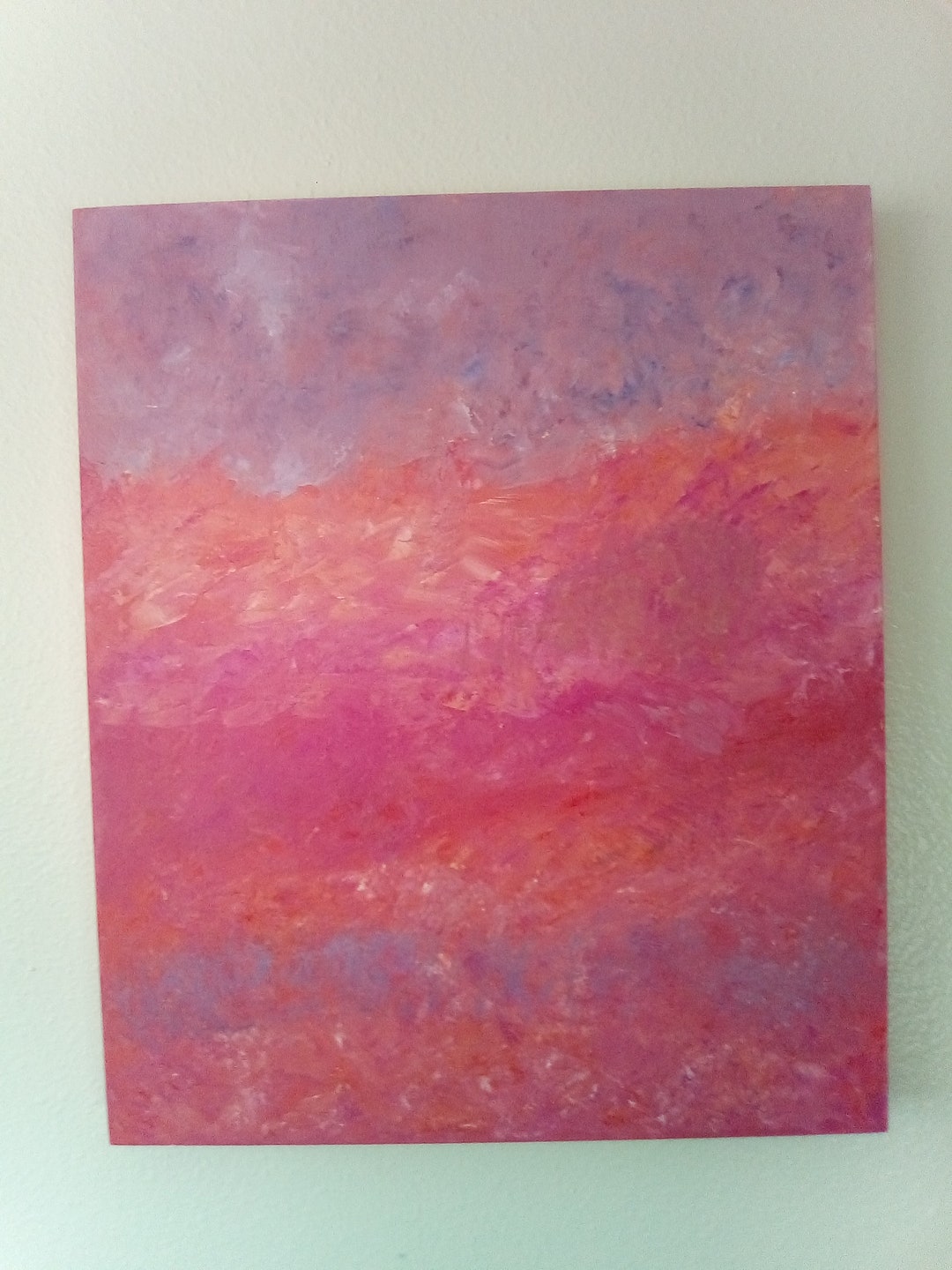 Coral Pink Lavendar Sky Painting, Pink Impressionist Acrylic Painting ...