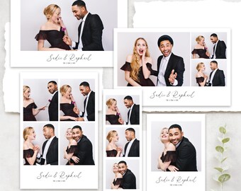 Elegant Classic Wedding Photobooth Template Minimalist Black & White Editable Overlay Modern Photobooth Frame 4x6 Strip Polaroid Templates