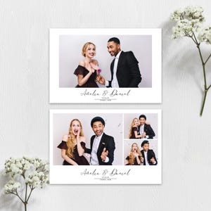 Modern classic wedding photobooth template Minimalist black & white editable overlay for photo booth Elegant frame 4x6 strip polaroid image 3