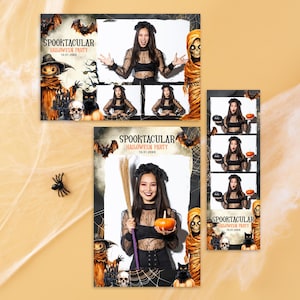 Spooktacular Halloween Photobooth Template Rustikale Geister und Mumie Rahmen Bearbeitbare Gruselige Photo Booth Template Kostüm Party Halloween