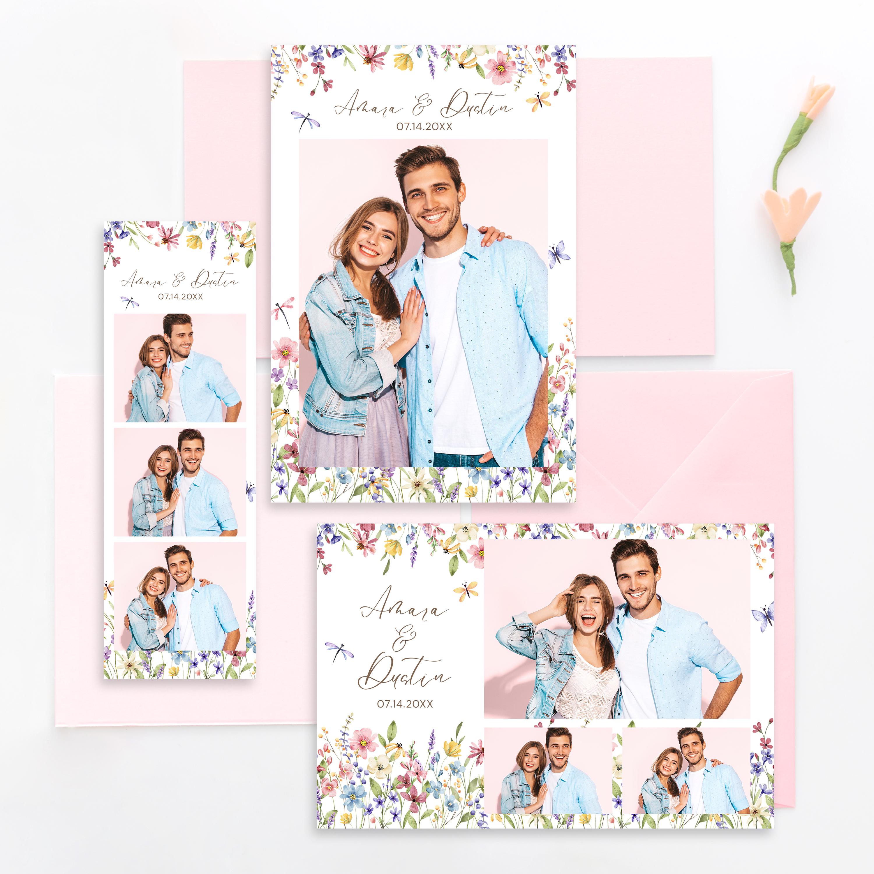Spring Wildflowers Photobooth Template Wedding Photo Booth Template Floral Photobooth Pastel Flowers Frame Photobooth Template Wedding