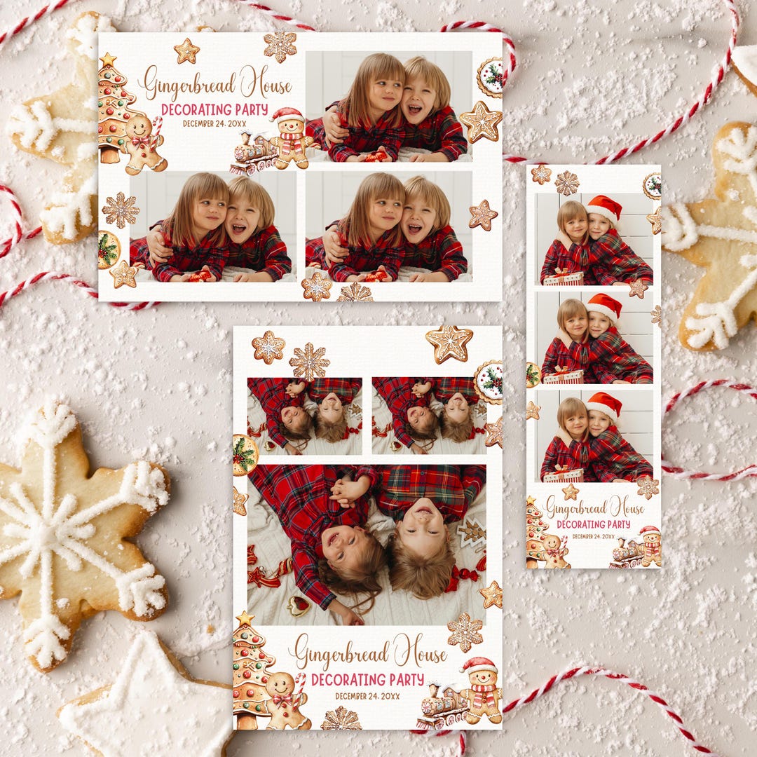 Christmas Gingerbread Photo Booth Template Kids Holiday Cookie Party ...