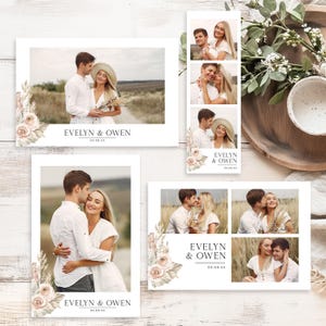 Bohemian Wedding Photobooth Template Boho Frame Editable Rustic Neutral Photo Booth Template Beige and White Photobooth 4x6 Strip Template