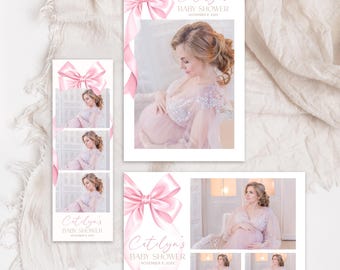 Pink Bow Photobooth Template Pink Baby Shower Photo Booth Template Girl Coquette Frame Soft Girl Aesthetic Overlay Pink Photo Booth Bundle