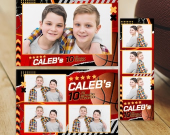 Basketball Birthday Photobooth Template Sports Photo Booth Strip Boys Birthday Party Frame Kids Basketball Theme Overlay