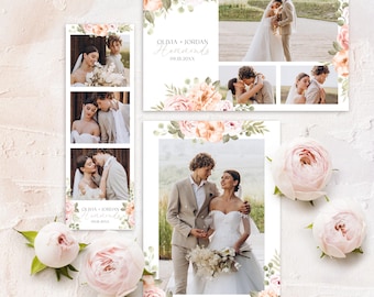 Floral Blush Photobooth Template Wedding Photo Booth Template Floral Pink Photo Template Overlay Engagement Photo Template Soft Pink Overlay
