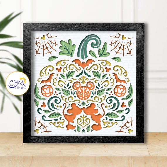 3D Pumpkin Halloween Shadow Box SVG: Paper Cut Light Box Template (Digital Download)